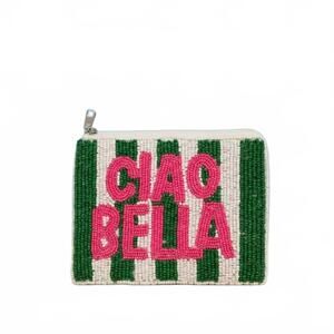 NEW ALWAYS AMALFI women's ciao bella beaded coin purse in vibrant green / bright